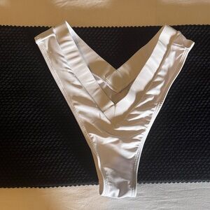 White V-shaped Swimsuit Bottom